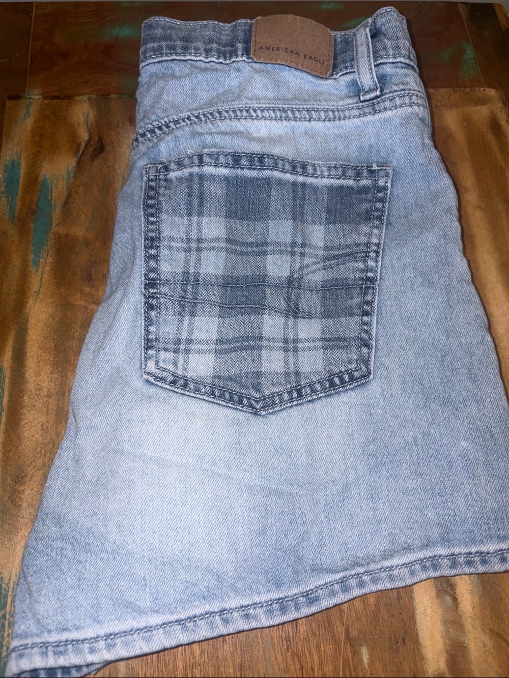 American Eagle Outfitters Light Blue Straight Shorts with Plaid